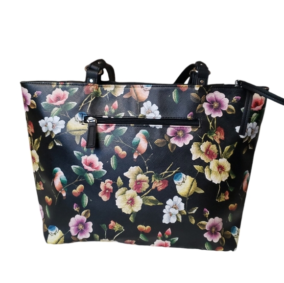 Rosetti Floral And Beautiful Birds Print Black Women's Shoulder Bag - Picture 4 of 17